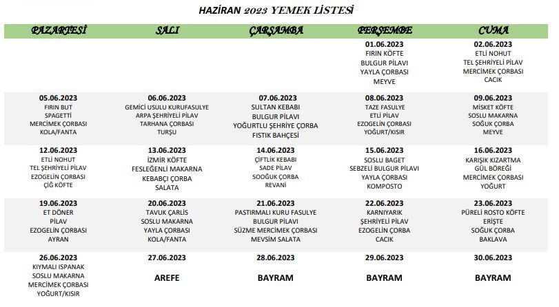 HAZRAN YEMEK LSTES